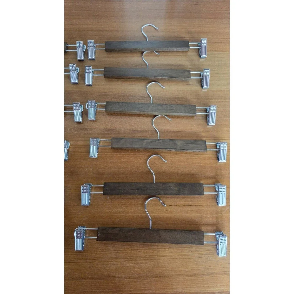 Pant Hangers Metal And Wood Lot Of 12